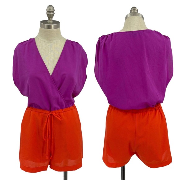 Karlie Pants - Karlie Women's Size Small Colorblock Romper Shorts Bright Colorful Preppy